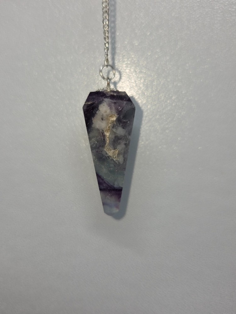 Multi color Flourite Faceted Cone Crystal Dowsing Pendulum Divination Tool