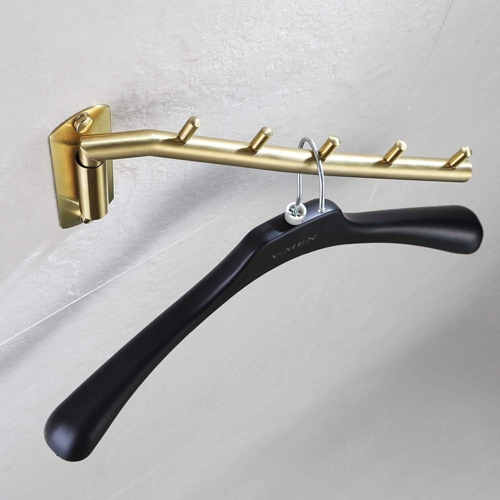 Space-Saving Clothes Hanger System - Brushed Gold Wall Mount 2-Pack