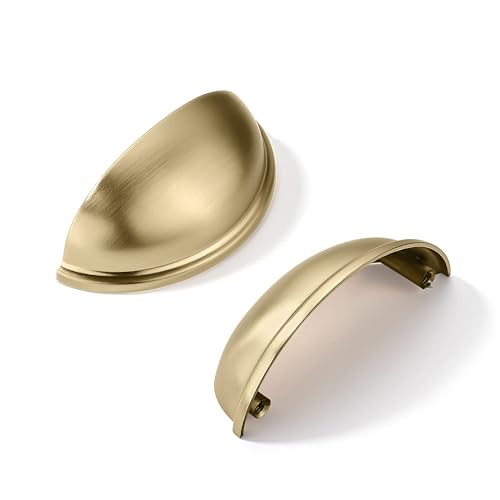 5 Pack 3" Gold Drawer Pulls Brushed Brass Cabinet Cup Pulls Kitchen Hardware