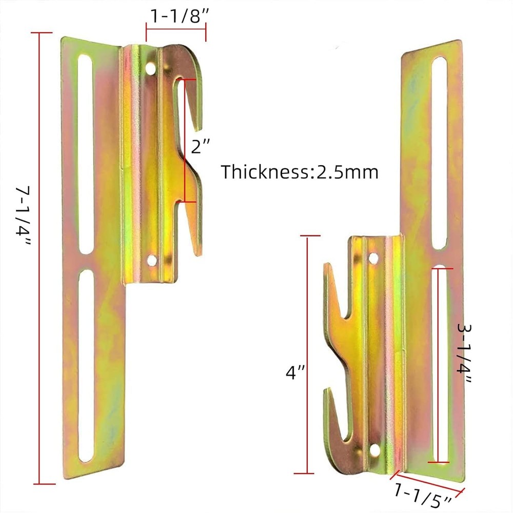 4Pcs 711 Hook Conversion Brackets with Hardware, Headboard Hook Set, Bed Fram...