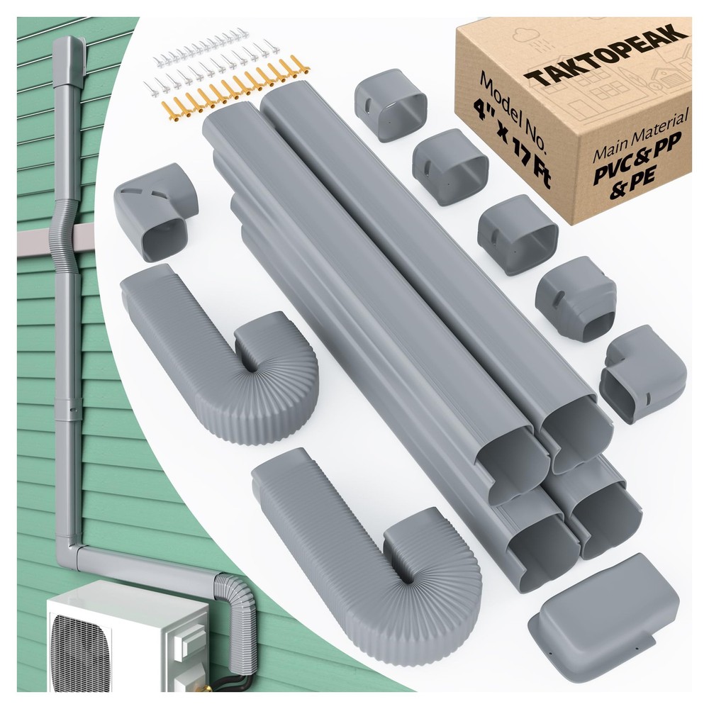 4'' 17 Ft Mini-Split Line Set Covers, Line Hide Cover Kit for Mini Split Air ...