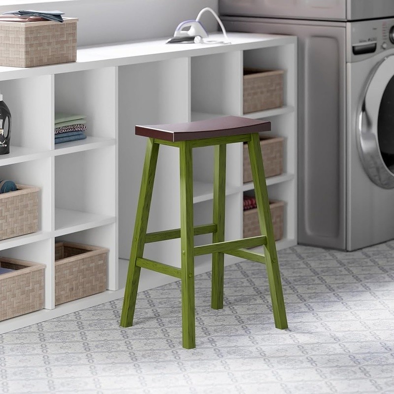 Compact Solid Wood Bar Stool Space Saving Kitchen Furniture Easy Assembly New