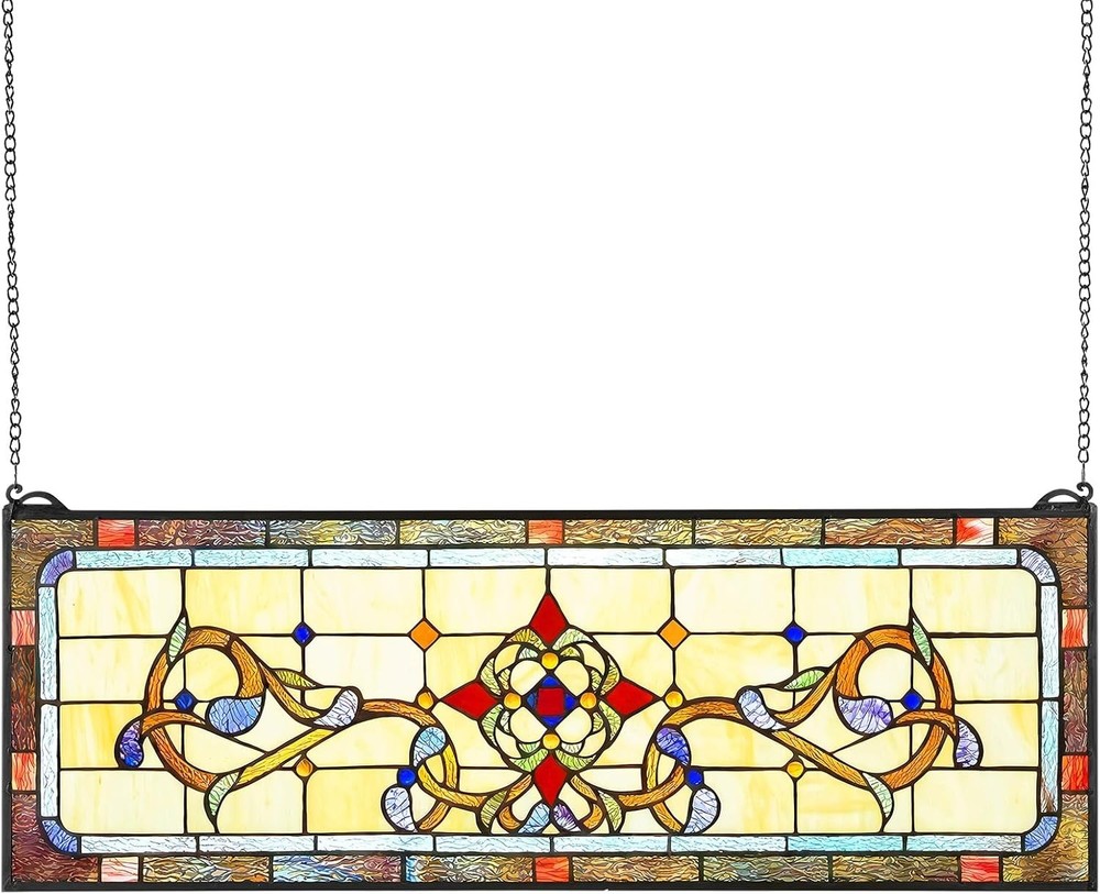 Tiffany Style Stained Glass Window Panel Hanging Transom