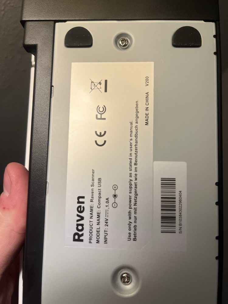 Raven Compact Document Scanner + Power Cord And USB Cable