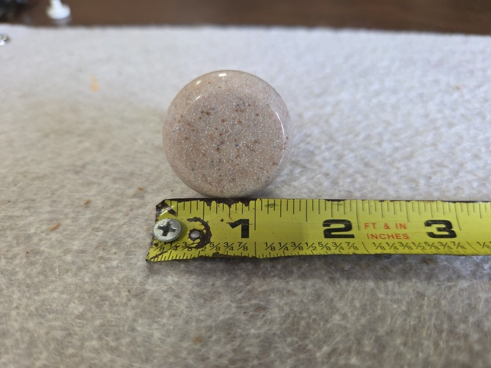 1.25 inch beige stone round cabinet knobs satin nickel base
