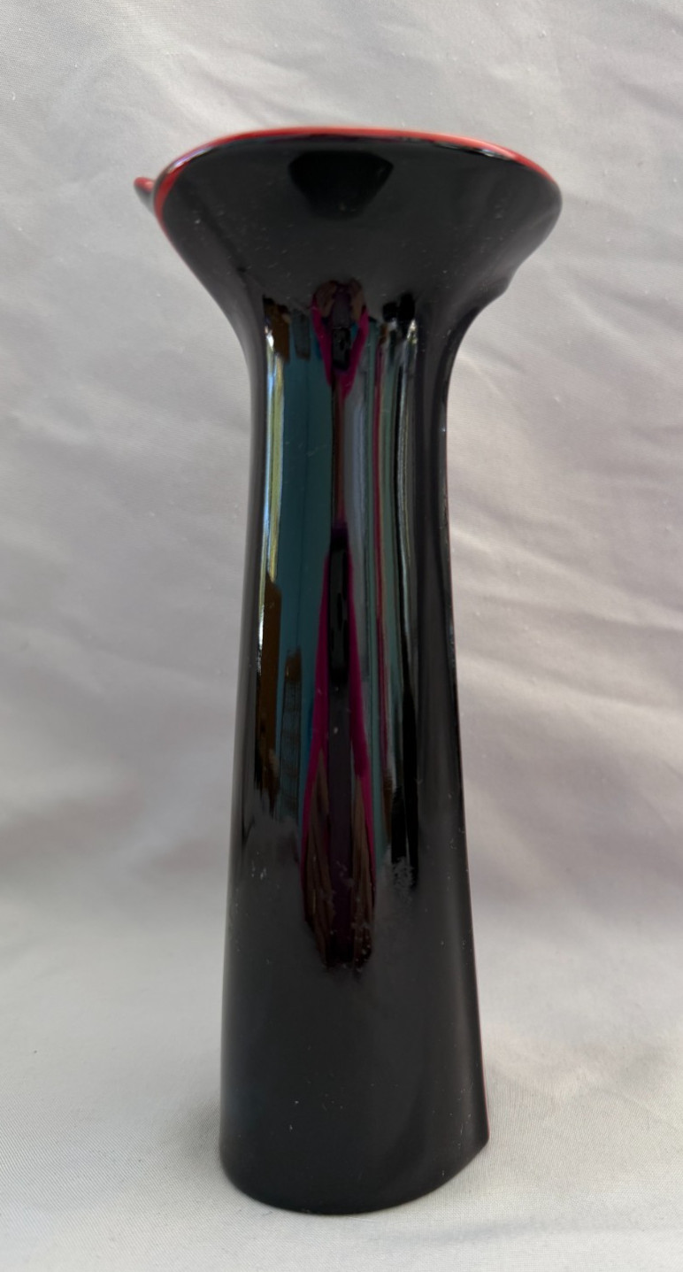 Japanese Black with Red Stripe Bud Vase Yamaji