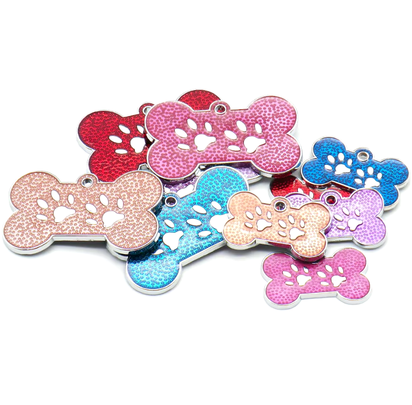 Fancy Bone With Paw Stainless Steel Heavy Duty Pet ID Tags Anti-lost For Cat Dog