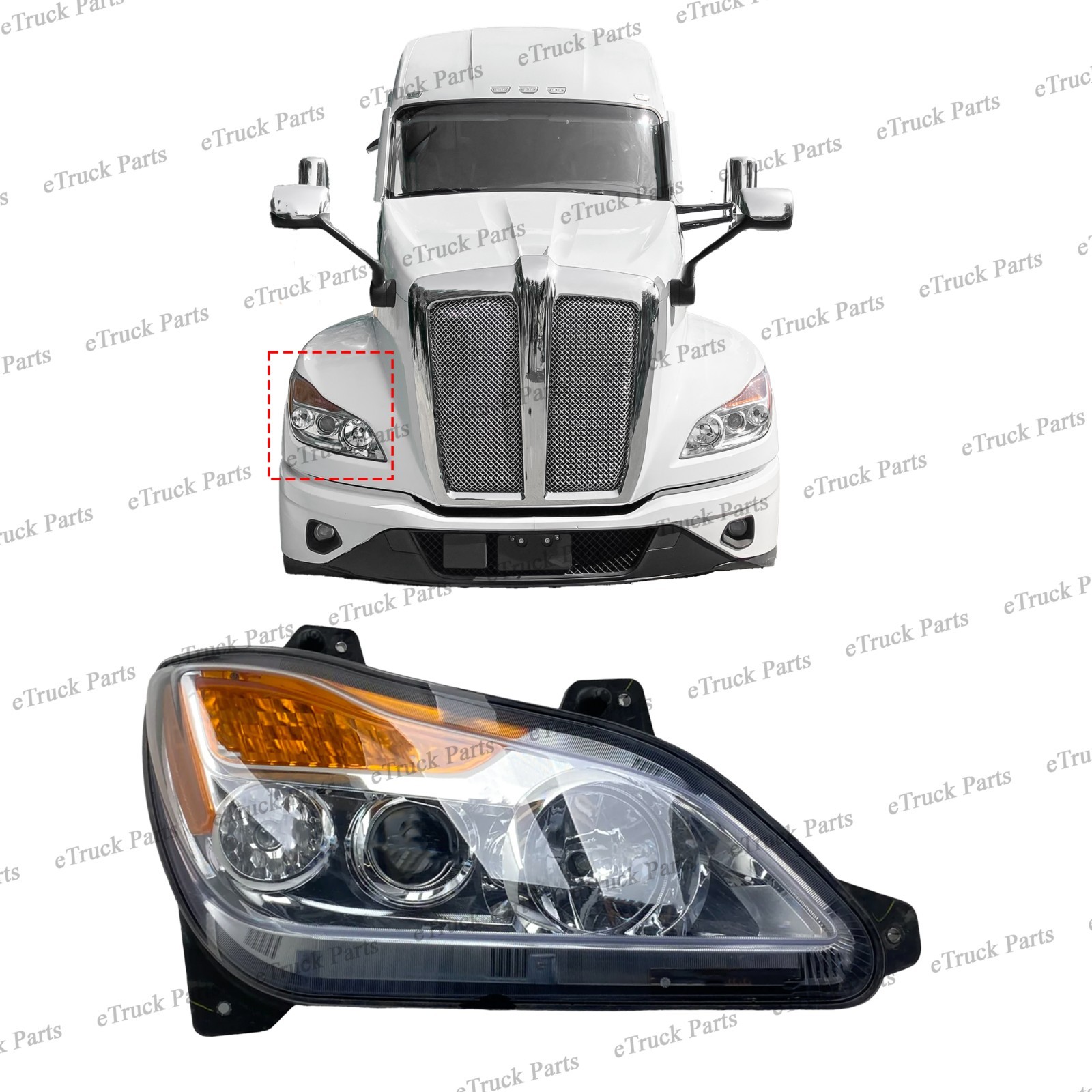 2022–2026 Kenworth T680 Next Gen Passenger Halogen Headlight | P54-6156-100R