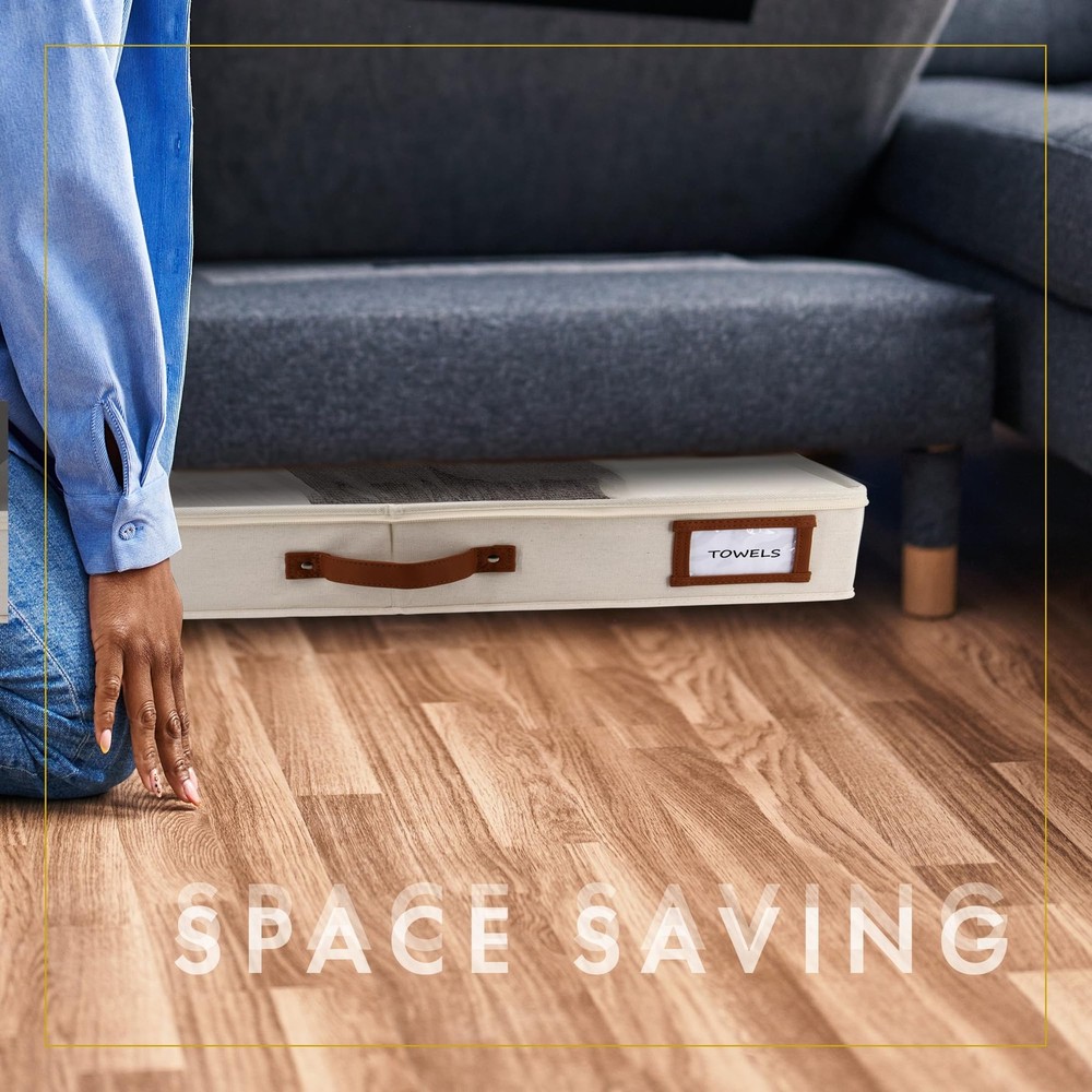 2pc Low Profile Under Bed Storage Containers, Thin Under Couch Storage Organi...