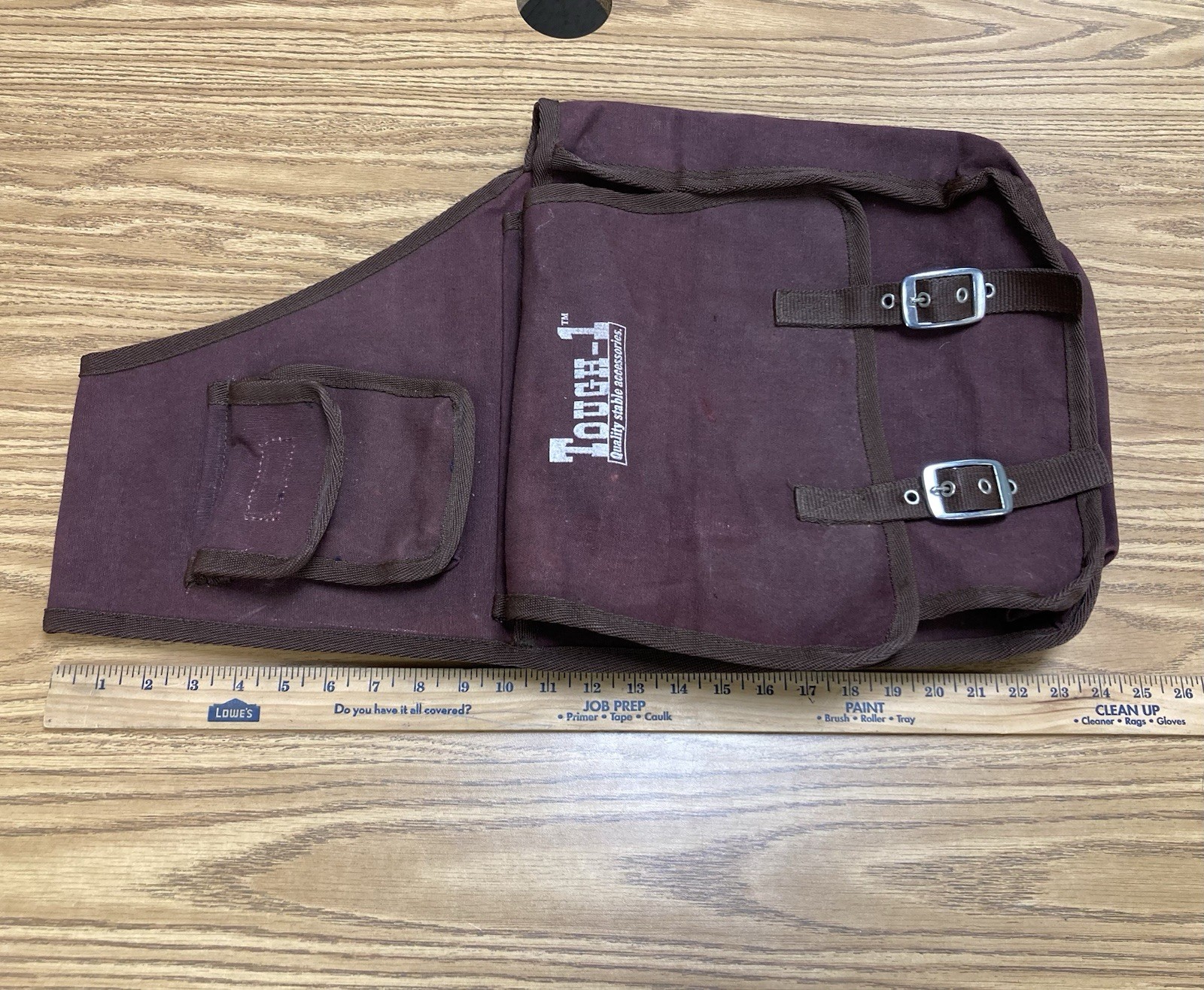 Vintage Tough-1 Saddle Bag Heavy Canvas Buckle Maroon Purple Excellent Condition