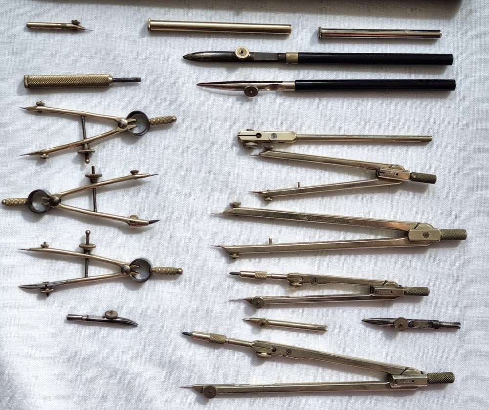 VINTAGE CASED SET HALDEN PREMIER DRAWING INSTRUMENTS FLAT PATTERN - BRITISH MADE