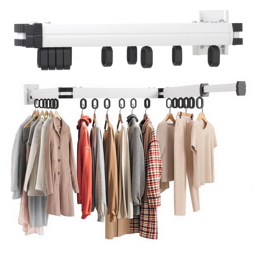 Wall Mounted Clothes Drying Rack, Foldable Laundry Drying Hanger Rack for Ind...