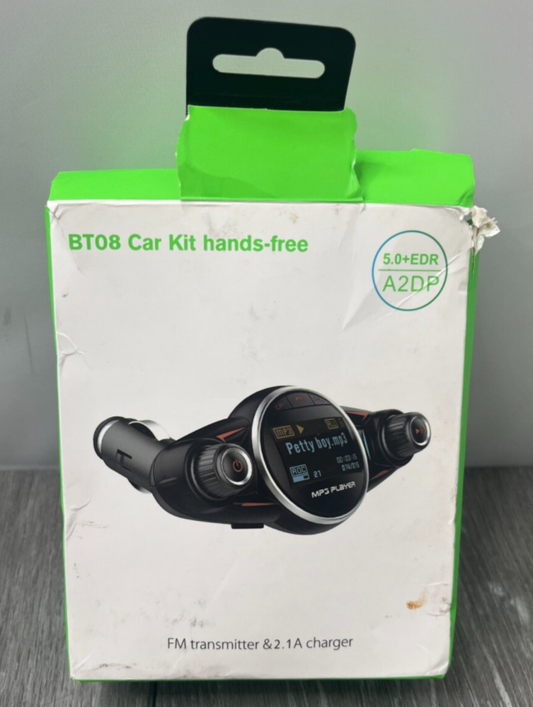 Bt08 Hands-Free Wireless Bluetooth Car Kit & Fm Transmitter, Black