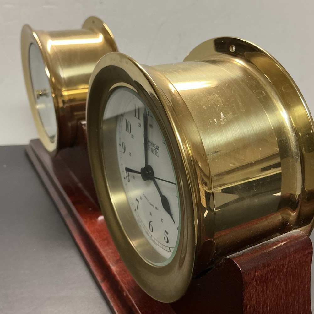 Weems & Plath Atlantic Time Clock & Barometer Solid Brass & Wood Made In Germany