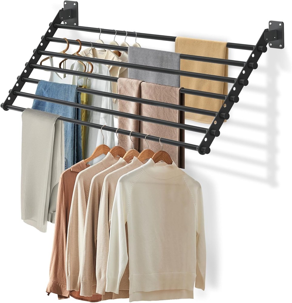 Wall Mounted Clothes Drying Rack 28 Inch – Foldable Laundry Drying Rack Wall