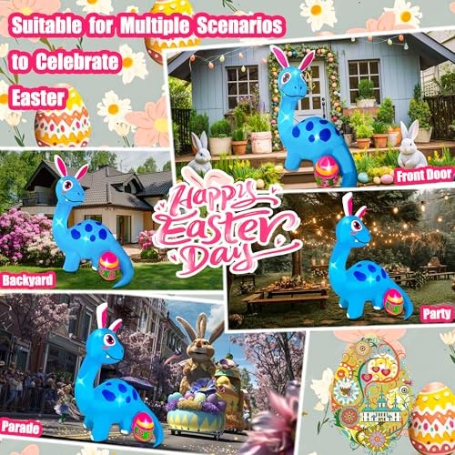 8FT Easter Inflatable Dinosaur with Cute A-8FT Easter Inflatable Dinosaur