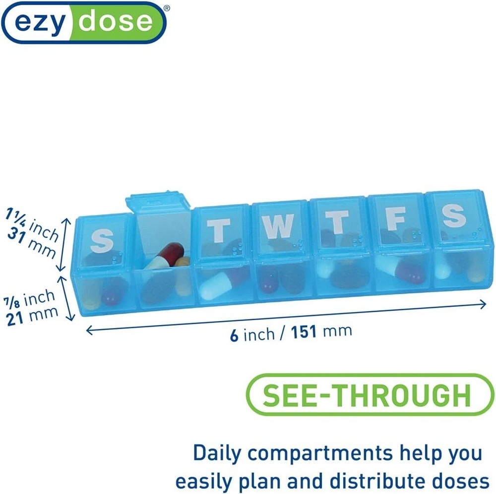Compact 7-Day Pill Planner with Large Compartments - Easy Medication Management