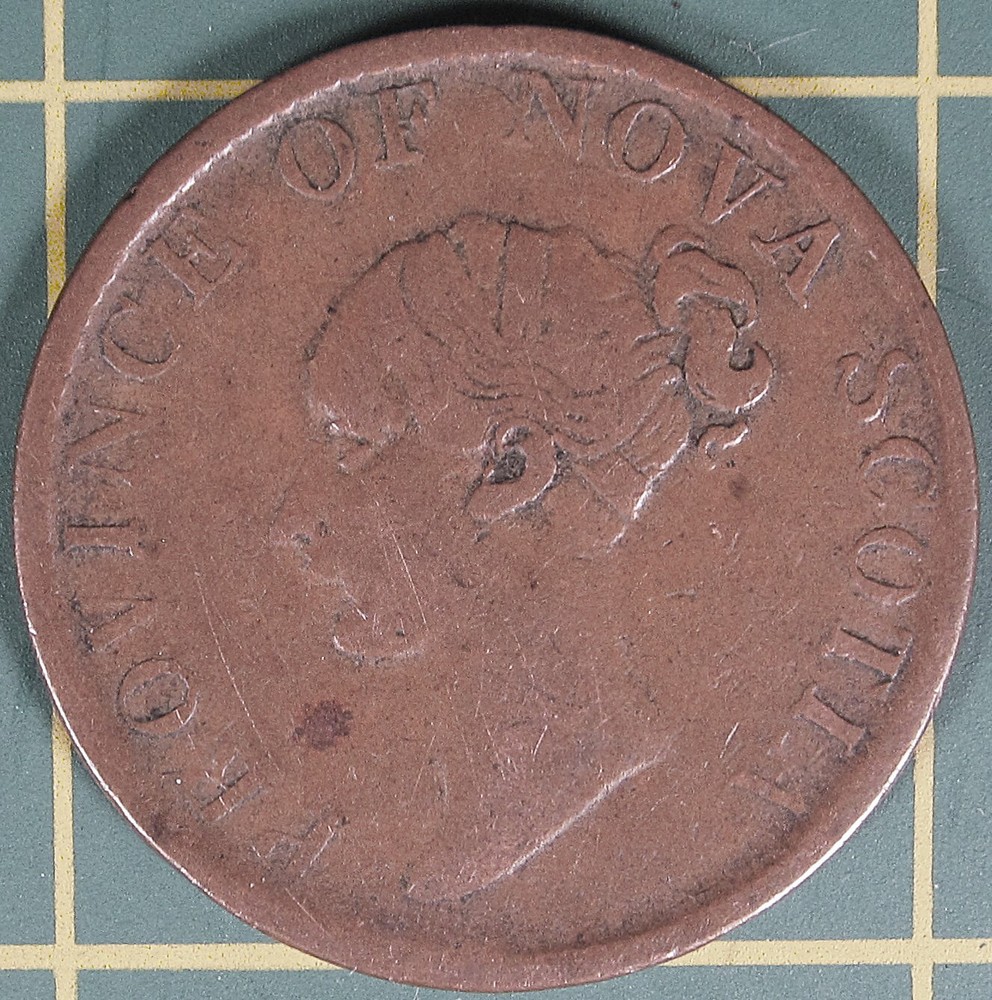 1843 Nova Scotia half penny token, NS-1F3