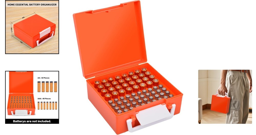 72-Compartment Battery Organizer - Waterproof, Dustproof & Portable Storage Case