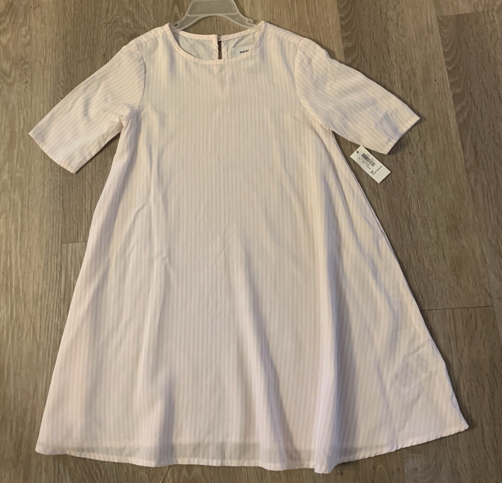 (NWT) Old Navy Girls Size 5T Pink  & White Striped 3/4 Sleeve Lightweight Dress