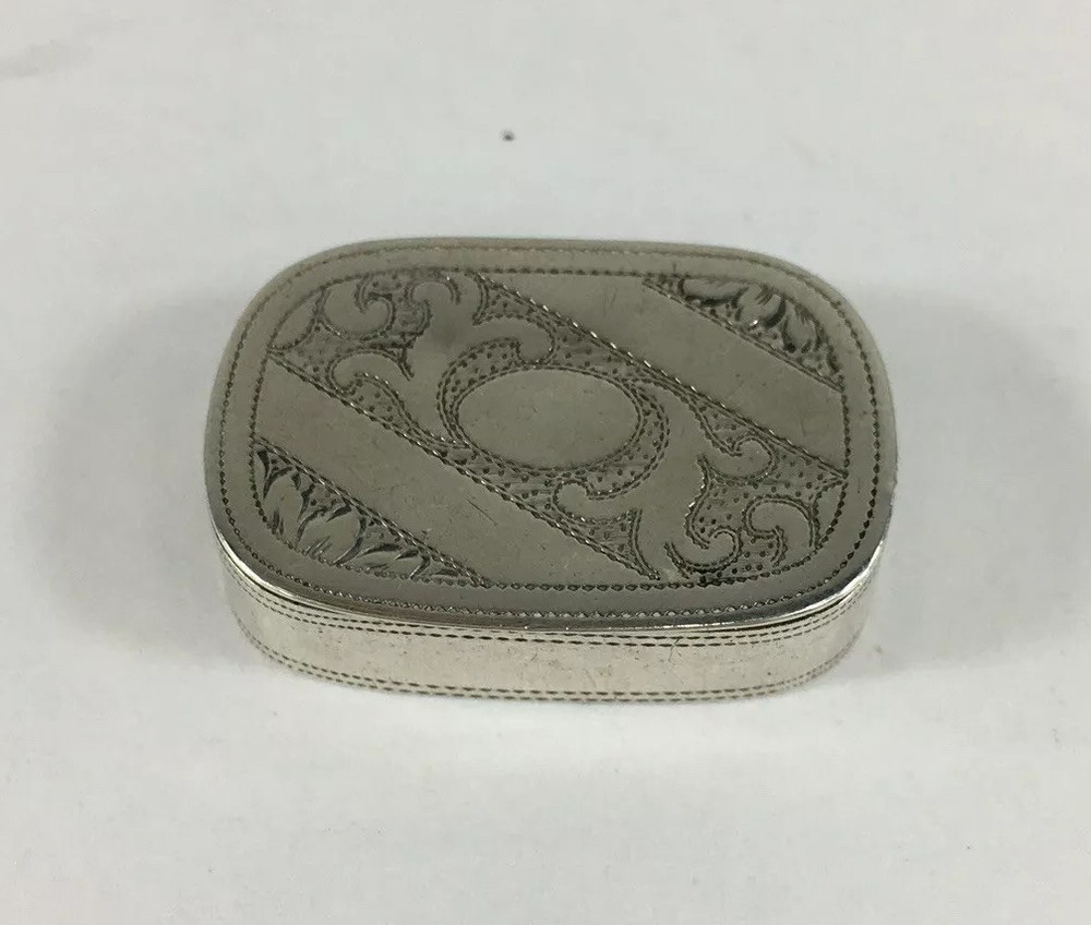 Antique 1809 John Thropp Georgian Solid Silver Patch Box Hinged Lid 8g