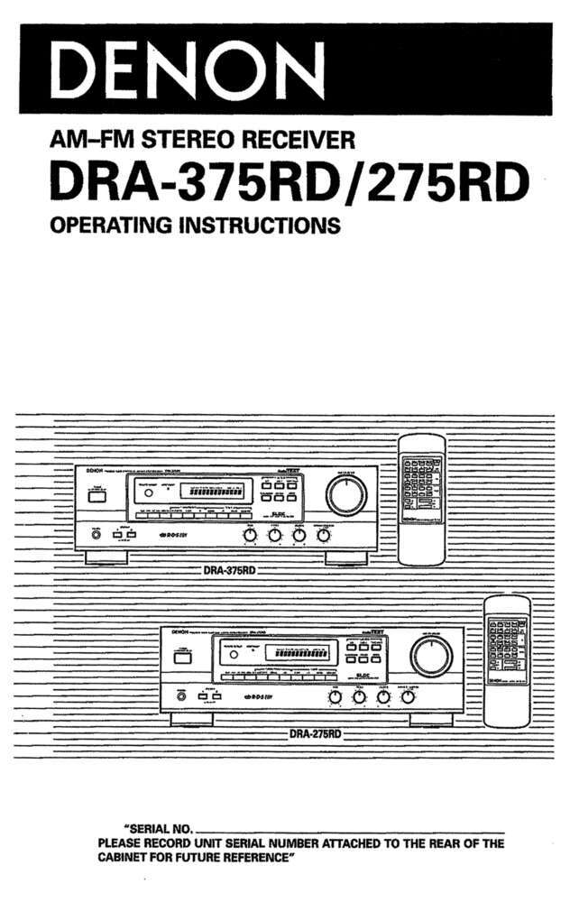 Denon DRA-275RD Receiver Owners Manual