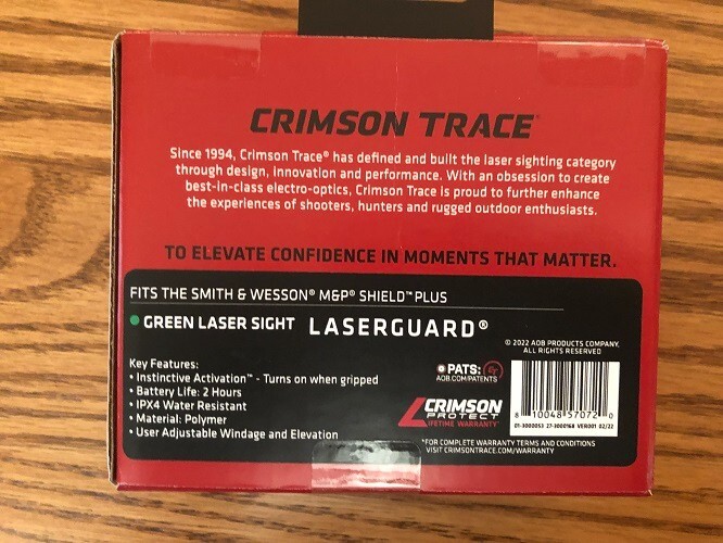 Crimson Trace Green Laser for Smith & Wesson M&P Shield Plus
