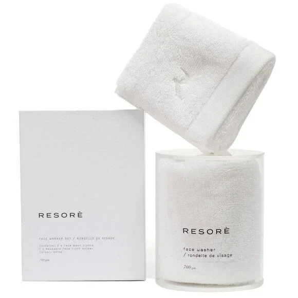 Resorè White Antibacterial Face Washer 2 Cloth Set