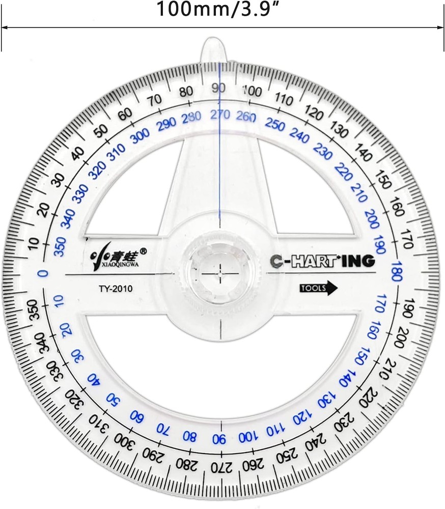 30 PCS Clear Plastic 360 Protractor Math Geometry Drafting Tools Circle Angle