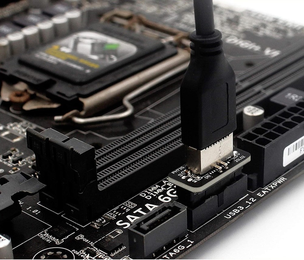 USB Front Panel Adapter, Vertical C Header 3.1 Type-E Black