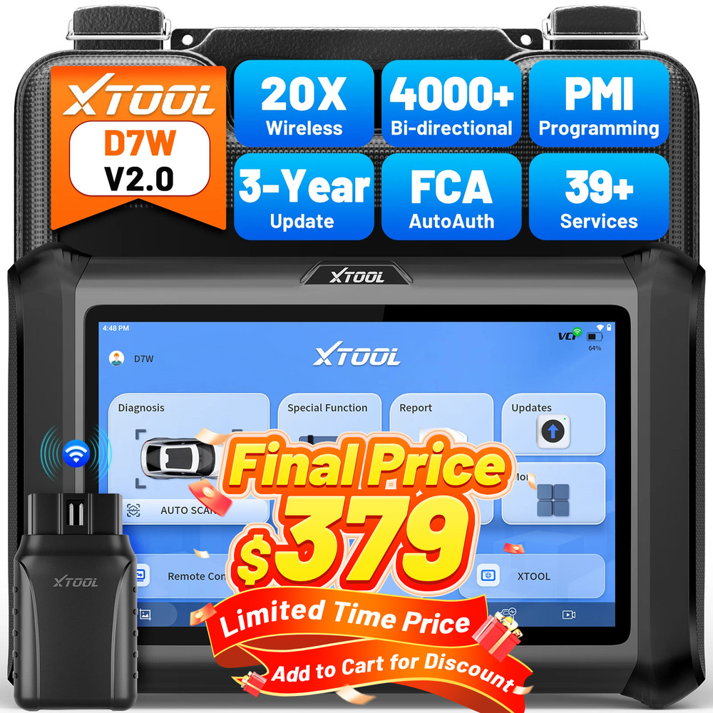 XTOOL D7W V2.0 Wireless Auto Full System Diagnostic Tool 39 Services Key Program