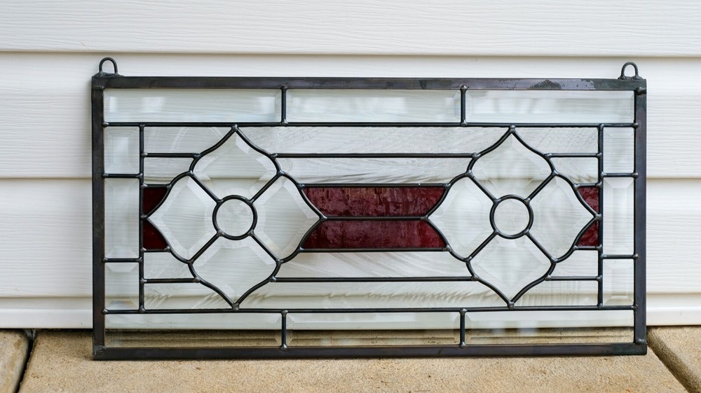 Beveled Glass Window Panel , 22"x 11"