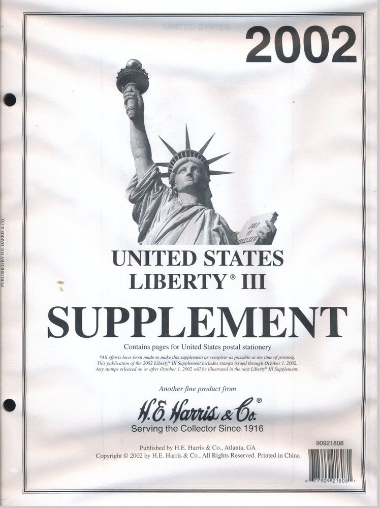 H E Harris Liberty 3 2002 Stamp Album Supplement ( HE HARRIS LIBERTY III 2002 )