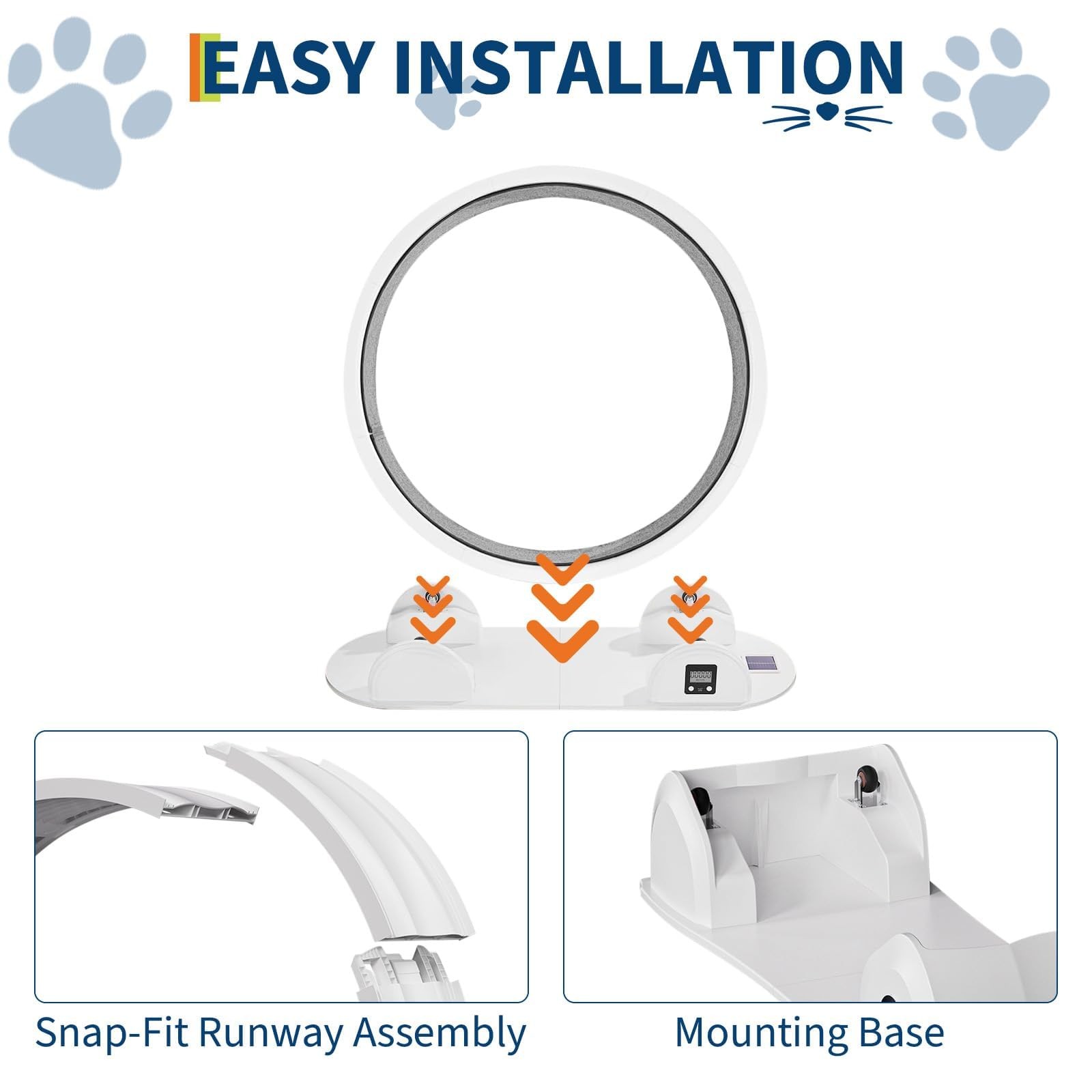 45" Cat Exercise Wheel ABS Cat Treadmill Running Wheel Cat Toy with Pedometer