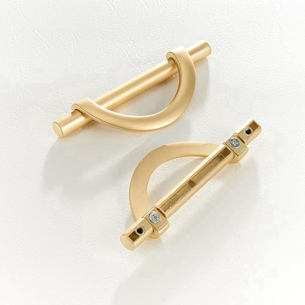 2Pcs Gold Cabinet Pulls Drawer Pulls Half Shape Cabinet Pulls Drawer7250
