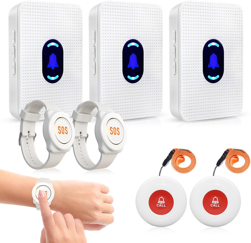 Daytech Wireless Caregiver Pager Call Button Elderly Nurse Alert System for Elde