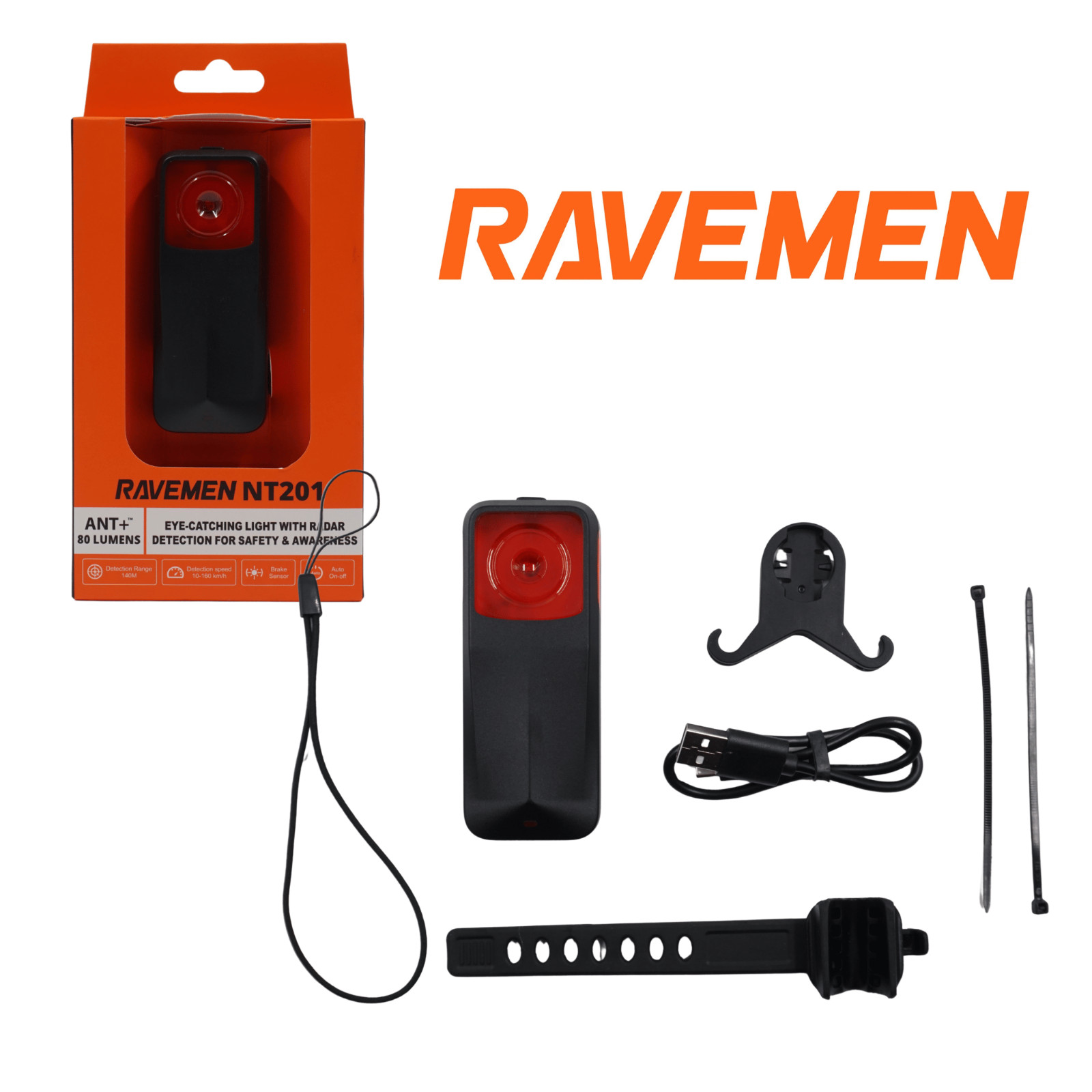 Ravemen NT201 80 Lumen Smart Radar Detection Bike Taillight USB-C Rechargeable