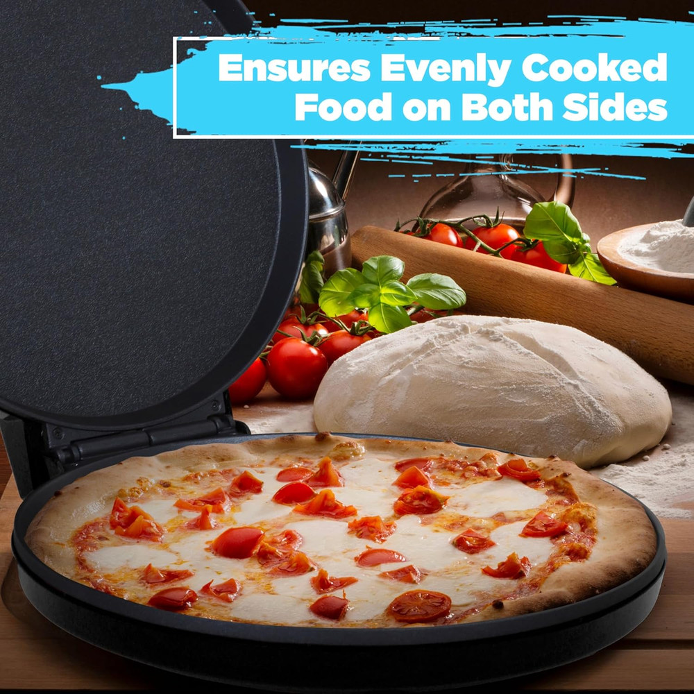 Countertop Pizza Maker 12 inch Pizzas Machine, Newly improved Cool-touch Handle