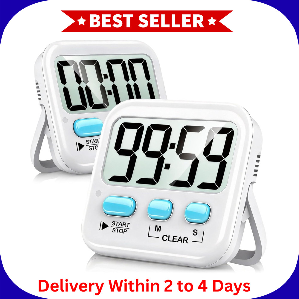 Antonki 2 Pack Digital Timer for Kids, Magnetic Countdown Kitchen Timers for....
