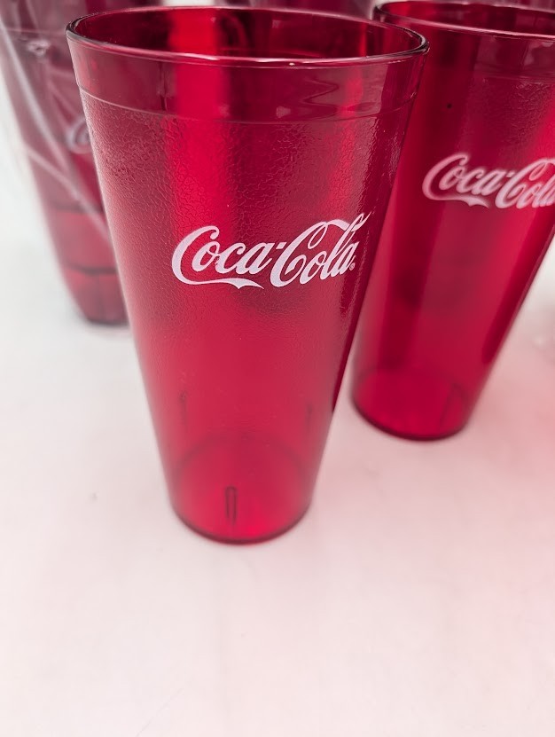 20-24oz Restaurant Grade Red Coca Cola Heavy-Duty Plastic Tumblers