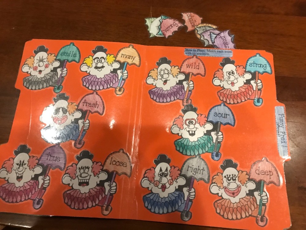 Funny Fred! Antonyms 2nd grade language arts file folder game
