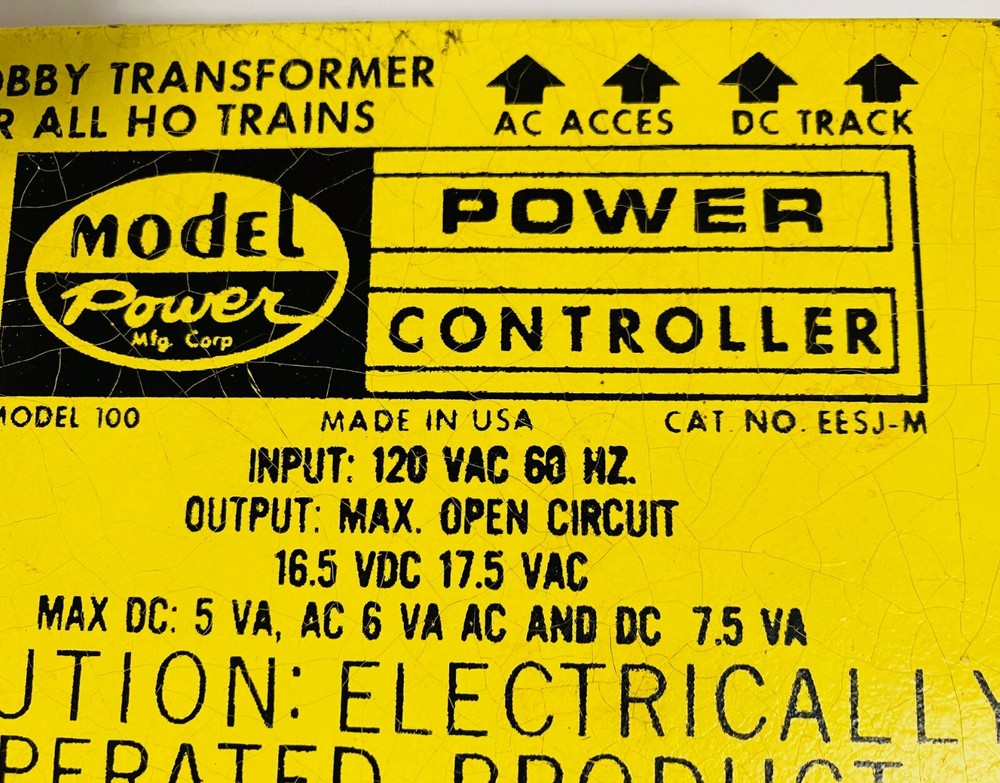Model Power Mfg. Corp. Power Controller Model 100 EESJ-M Hobby Transformer