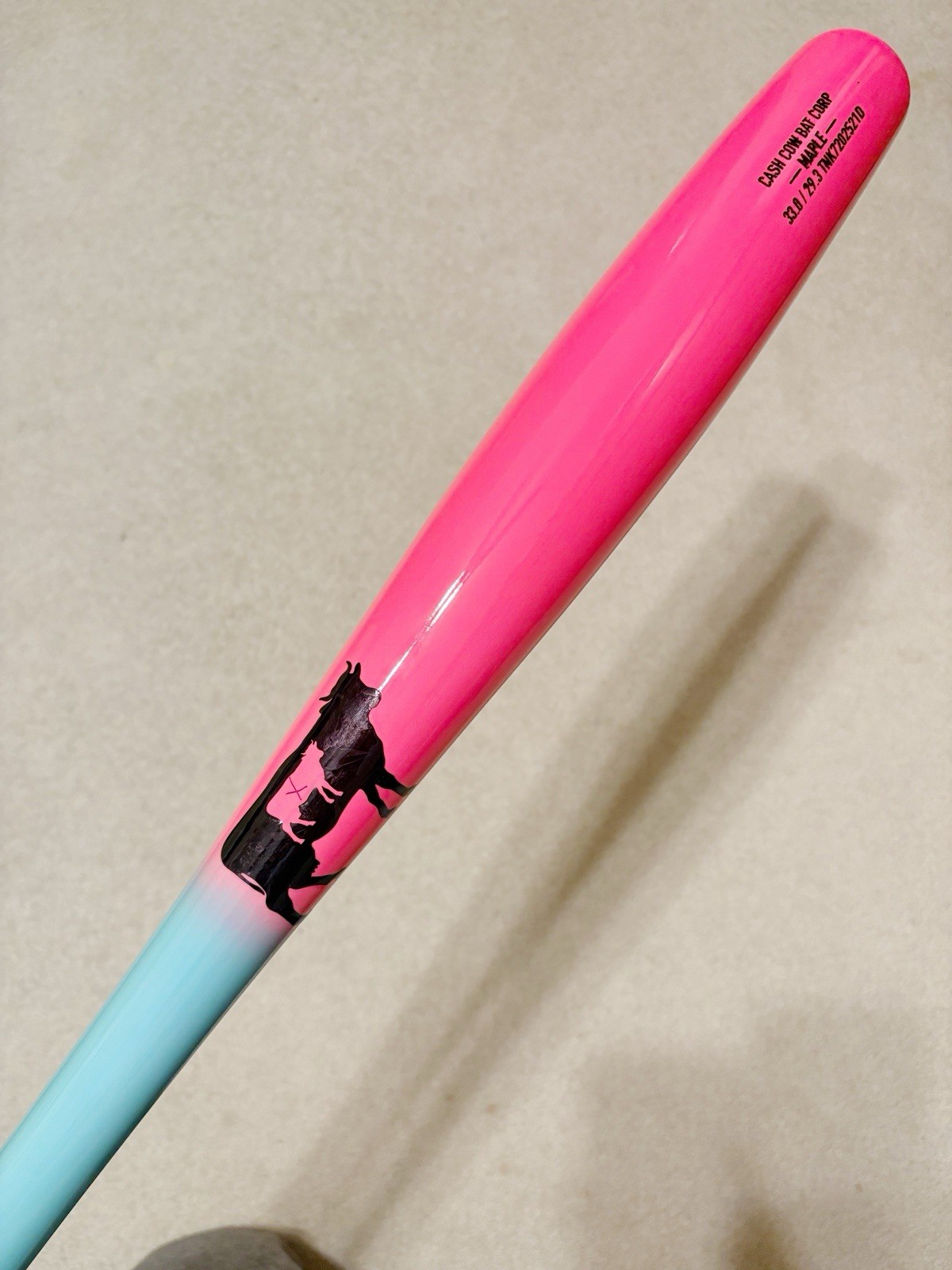 TANK Hybrid Handle Torpedo Maple Wood Baseball Bat 33in 29.3oz. Blue / Neon Pink