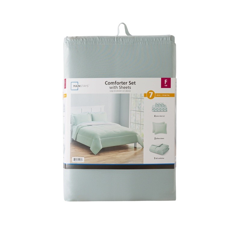 7 Piece Reversible Bed in a Bag Comforter Set W/ Sheets Shams Polyester New