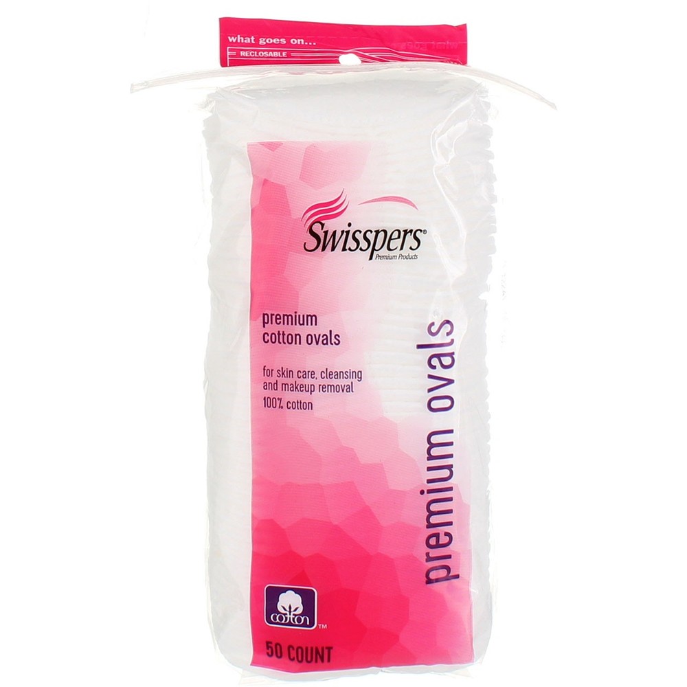 2 Pack Swisspers Premium Cotton Ovals, 50 Ct