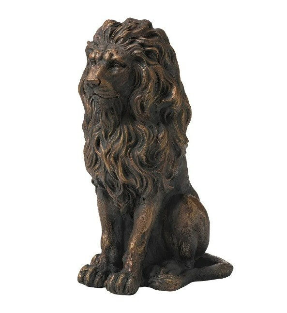 Guardian Lion 2 Set Garden Sculpture Yard Statue Bronze MgO Door Figurine Patio