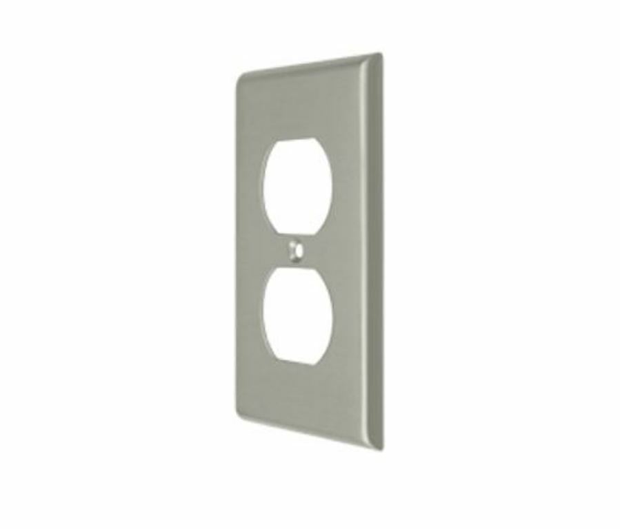 Plug Plate Double Outlet Solid Brass 8 Finishes by Deltana