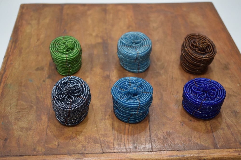 Baskets Indonesian Small Assorted Round Wire Beaded Baskets