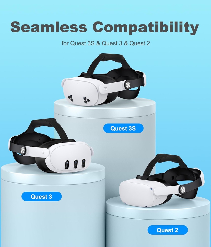 Adjustable Head Strap for Meta Quest 3S/Quest 3/Quest 2, Replacement for Elite