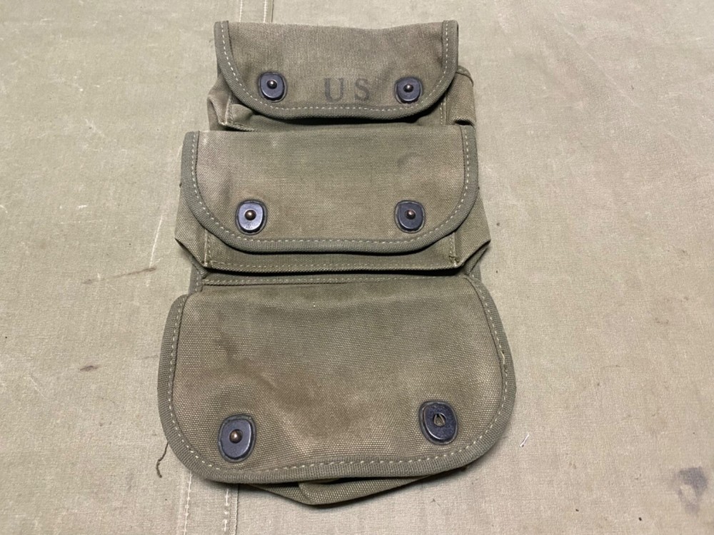 ORIGINAL WWII US ARMY M1942 3 CELL GRENADE CARRY POUCH-1945
